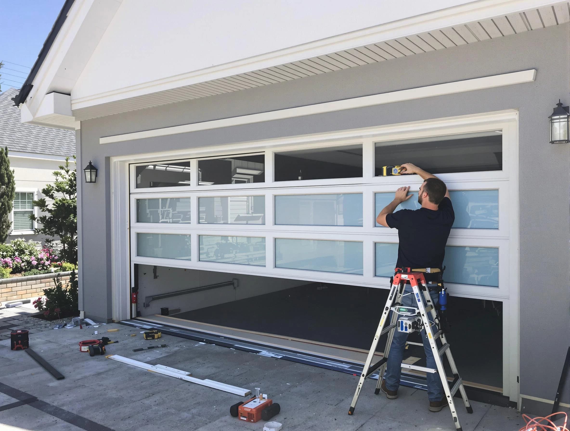 Irvine Garage Door Repair team performing garage door replacement in Irvine