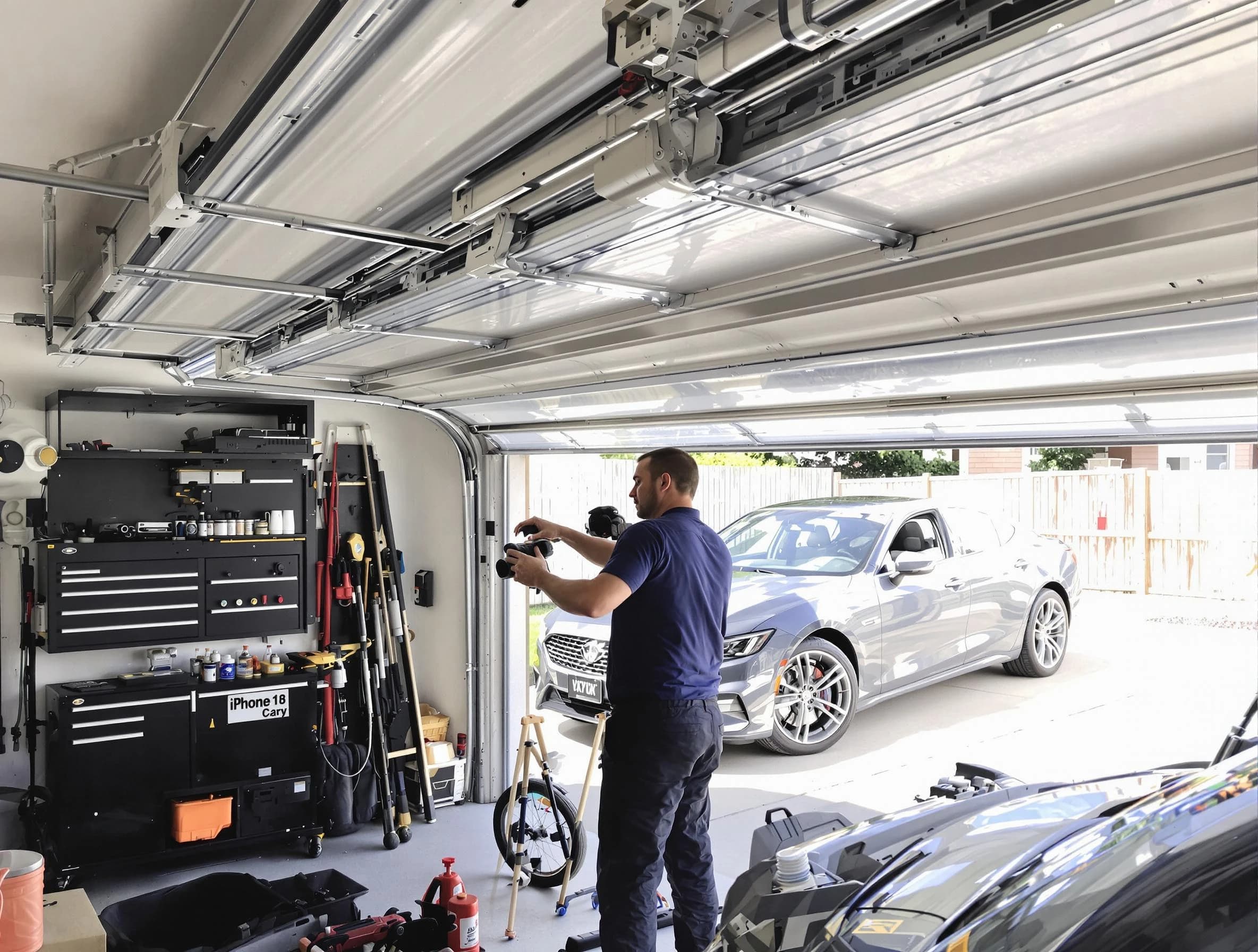 Irvine Garage Door Repair technician fixing noisy garage door in Irvine