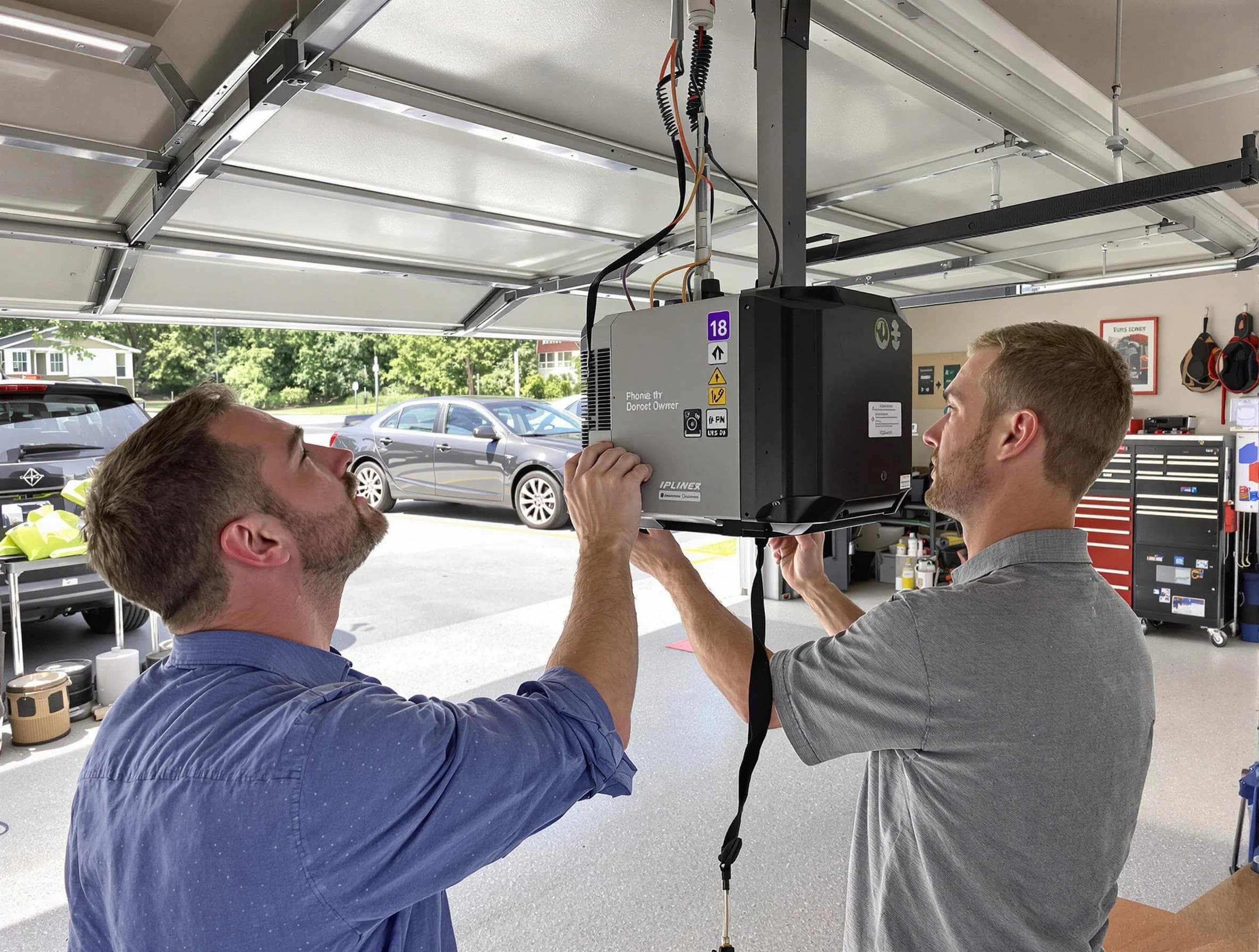 Irvine Garage Door Repair technician installing garage door opener in Irvine