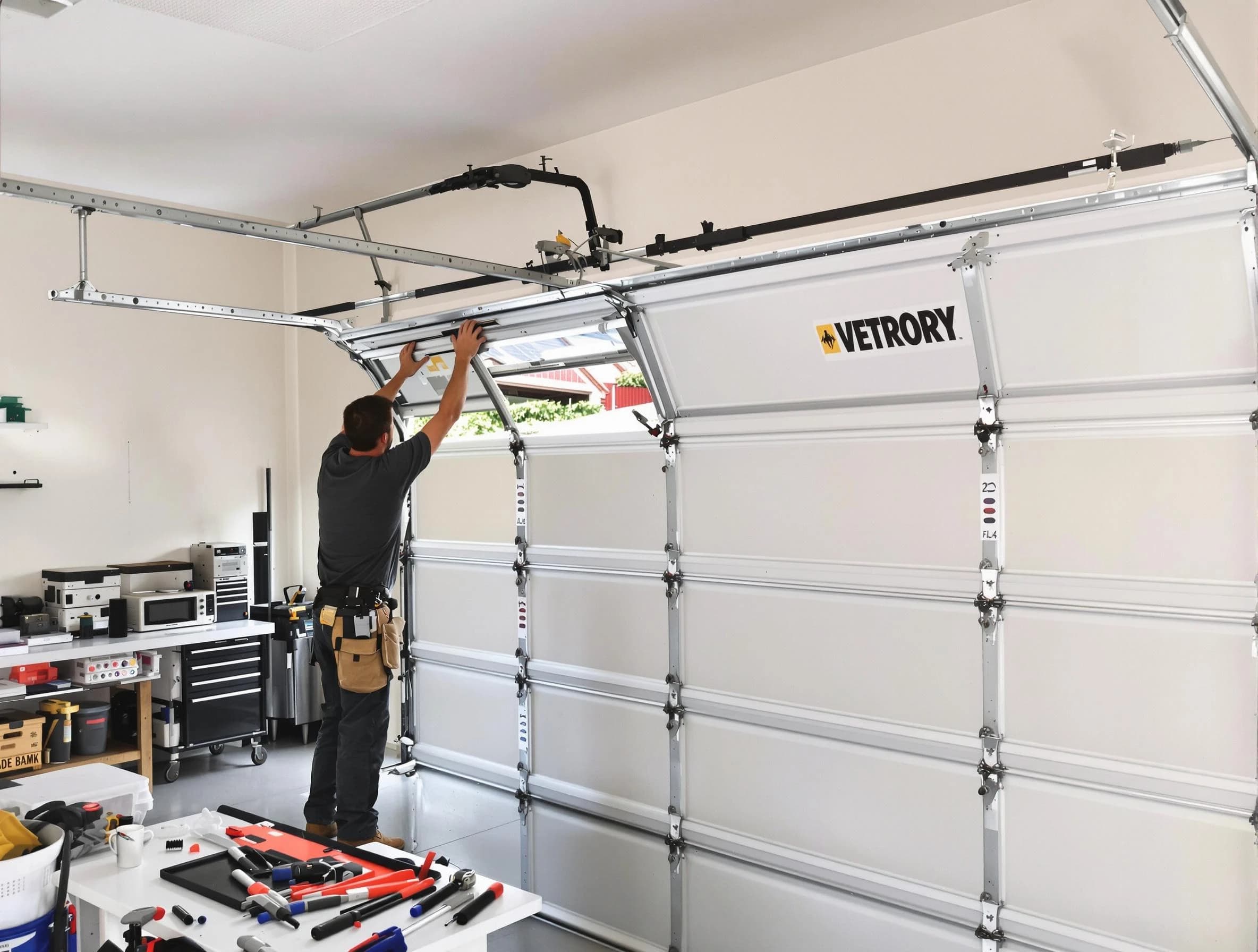 Irvine Garage Door Repair technician performing section replacement in Irvine