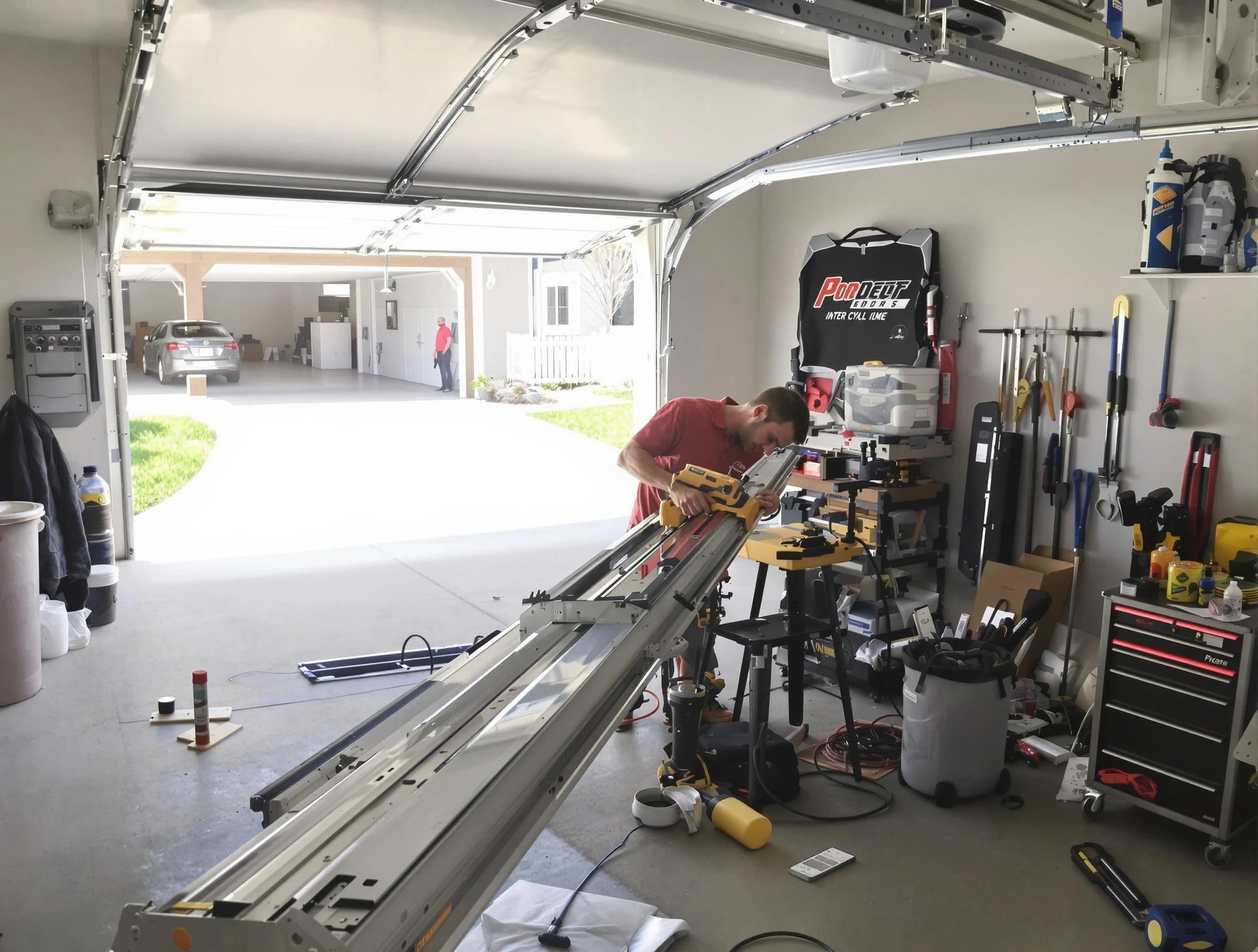 Irvine Garage Door Repair expert performing track repair in Irvine