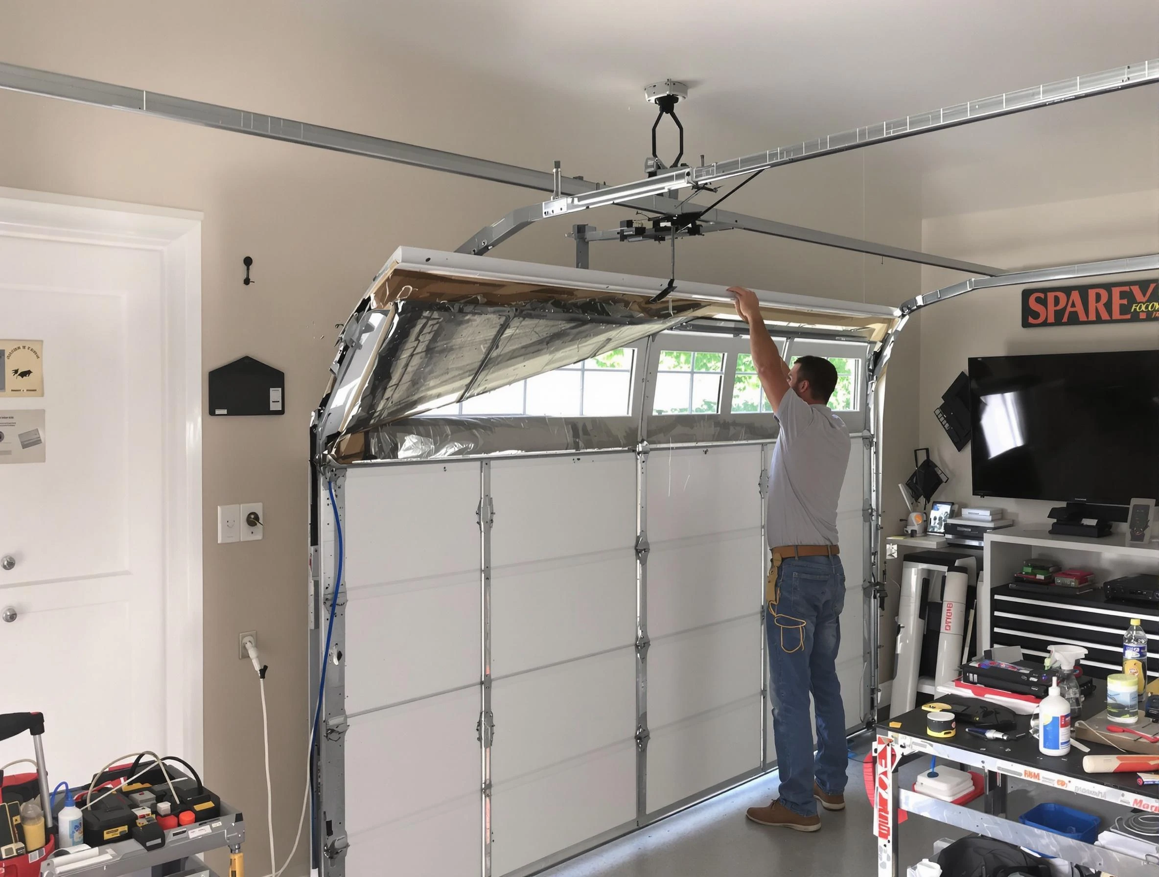 Garage door section replacement by Irvine Garage Door Repair in Irvine